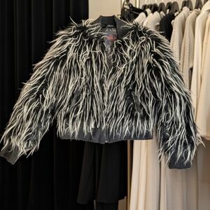 Yoki shaggy faux fur bomber jacket. Size Small